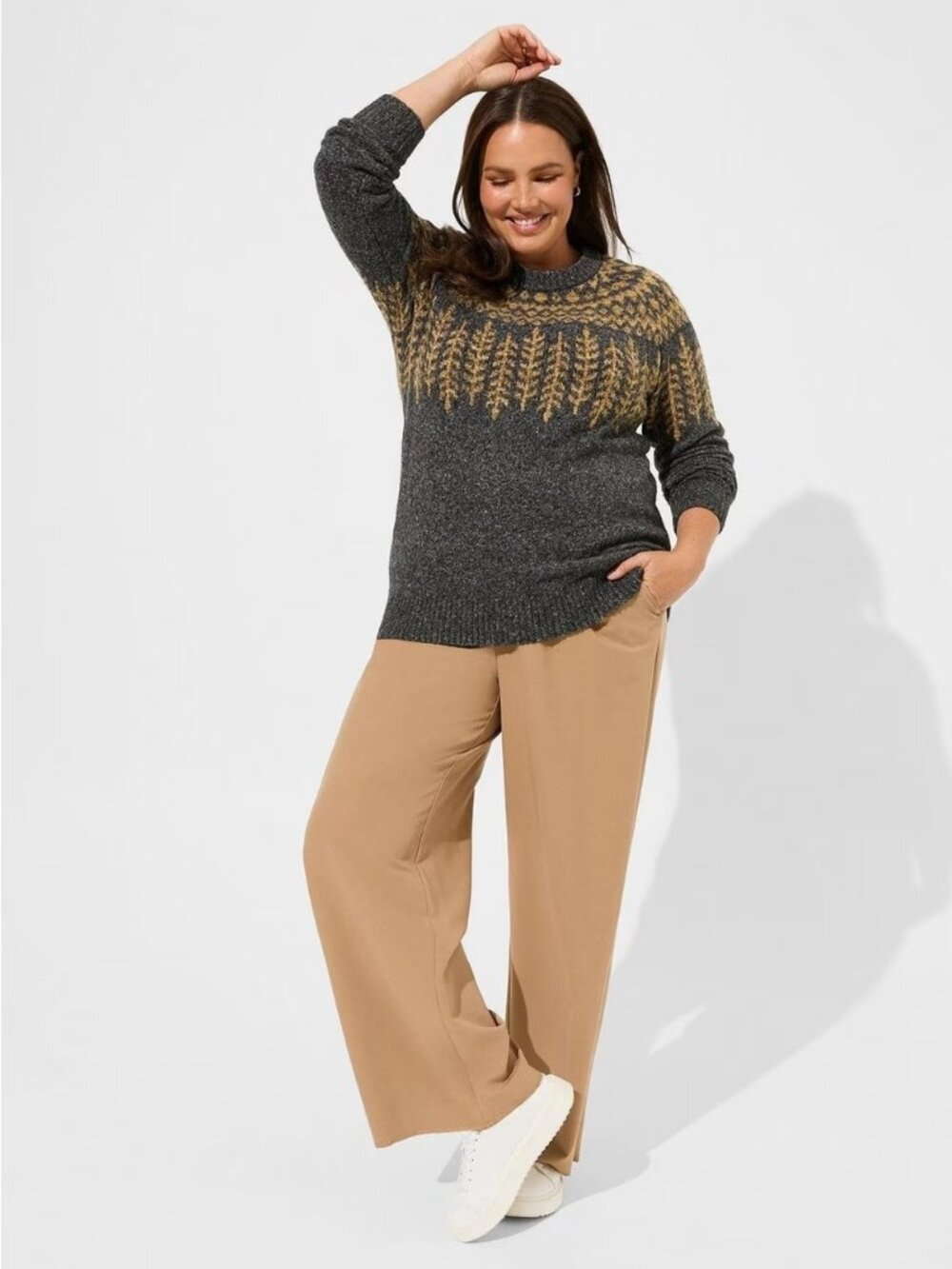 Torrid Vegan Cashmere Lurex Crew Neck Sweater — Black/Metallic — Size 1